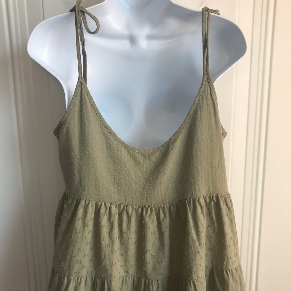 Cotton-On Women’s 12 New Sage Green Tie Strap Lightweight Mini Tiered Dress NWT - Picture 11 of 16